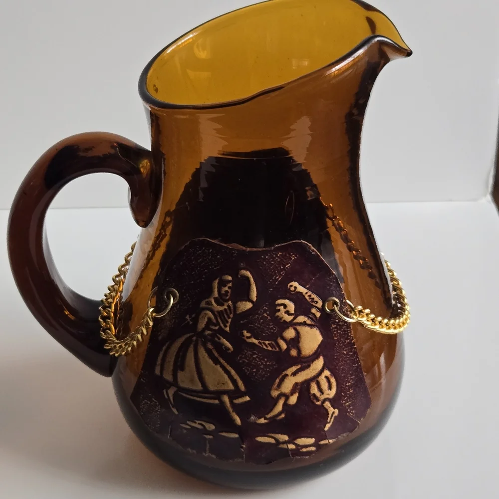 Vintage 70's MCM Amber Sangria Barware Set Made In Spain